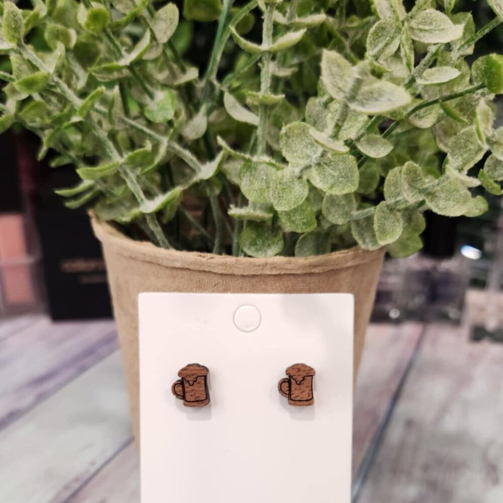 Beer Stine Wooden Earrings
